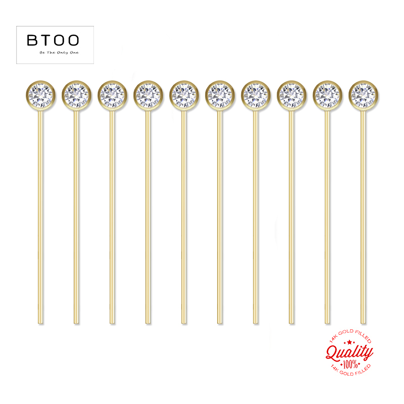 14K Gold Filled Zircon Head Pi - Jewelry Making Head Pins recension och pris