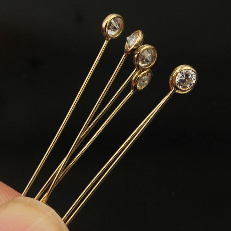 14K Gold Filled Zircon Head Pi - Jewelry Making Head Pins recension och pris