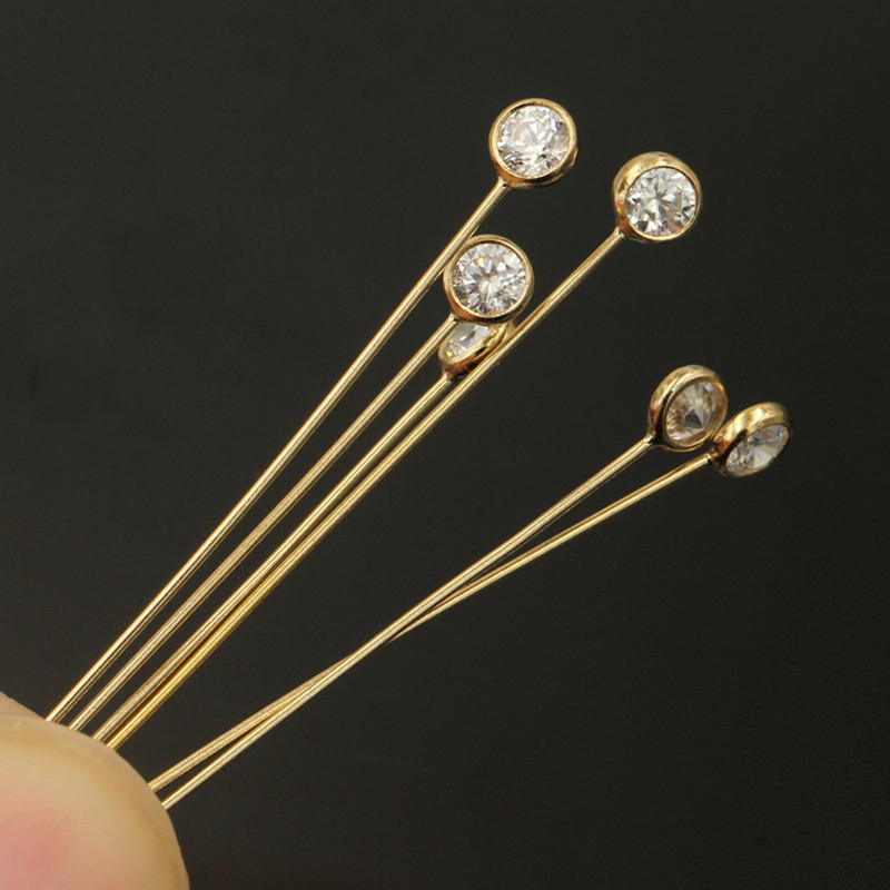 14K Gold Filled Zircon Head Pi - Jewelry Making Head Pins recension och pris