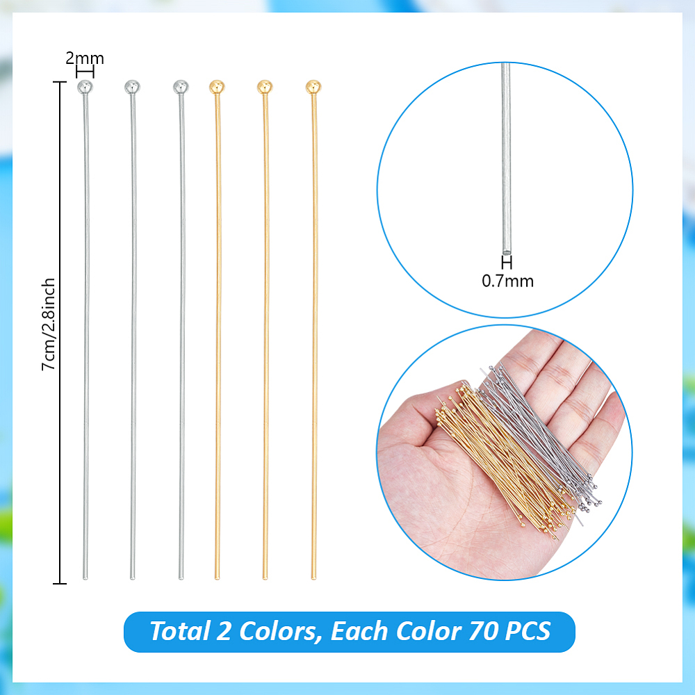140pcs 2.7 inch(70mm) 304 Stai - Jewelry Making Head Pins recension och pris